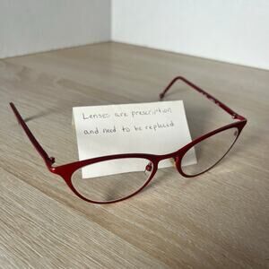 L.A. Eyeworks 0216 Tupelo 501 One Pair Eyeglasses Cat Eye Red Frames 51-22-130